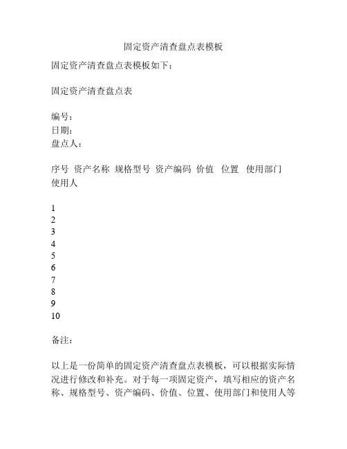固定资产清查盘点表模板
