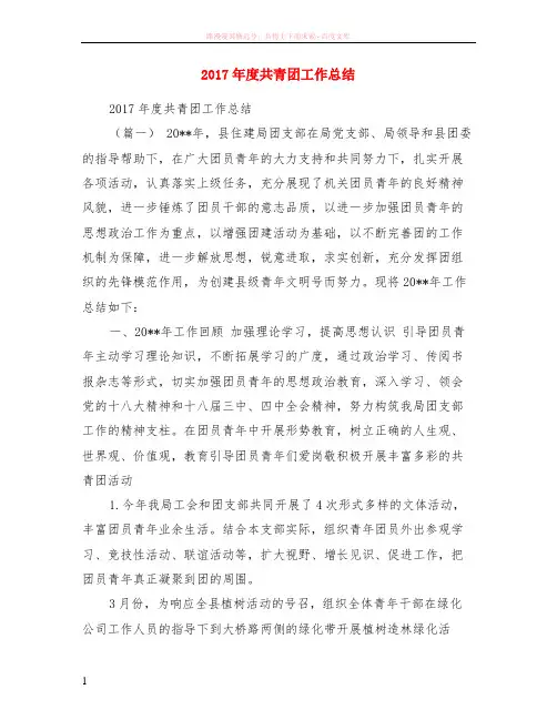2017年度共青团工作小结