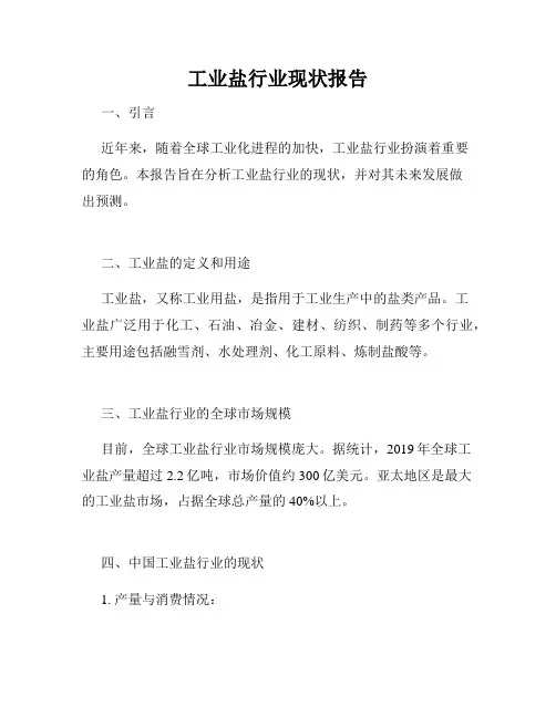 工业盐行业现状报告