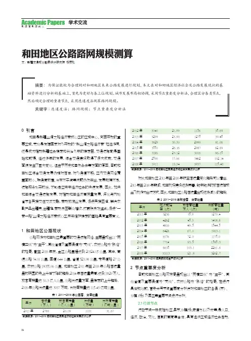 和田地区公路路网规模测算