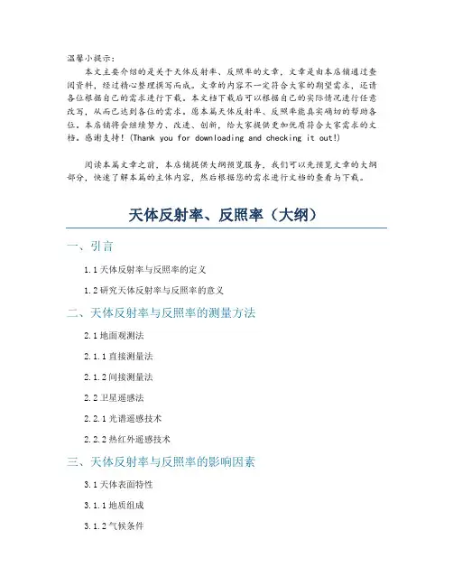 天体反射率、反照率