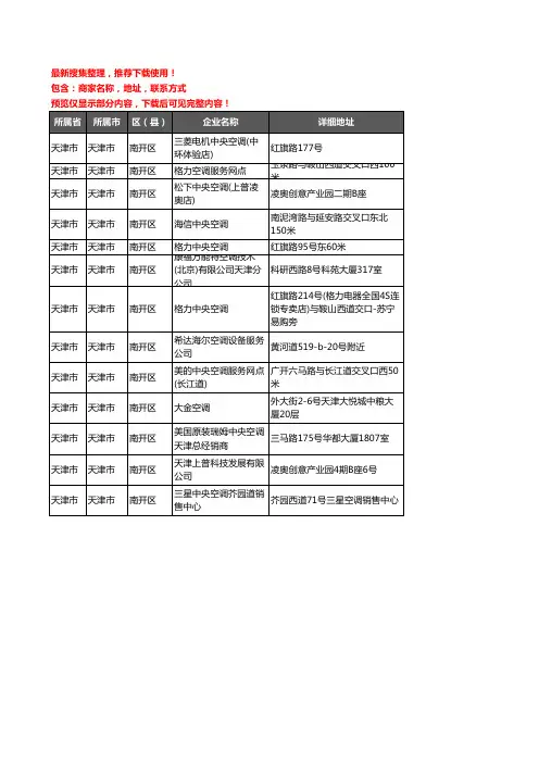 新版天津市天津市南开区中央空调企业公司商家户名录单联系方式地址大全13家
