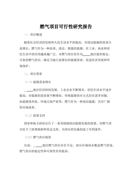 燃气项目可行性研究报告