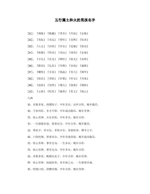 五行属土和火的男孩名字