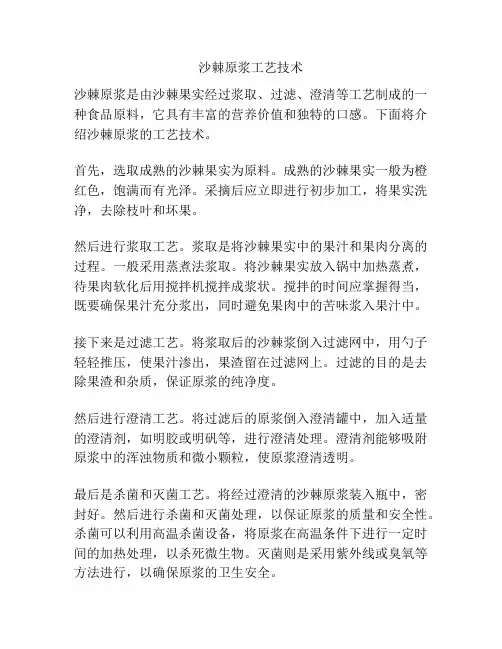 沙棘原浆工艺技术