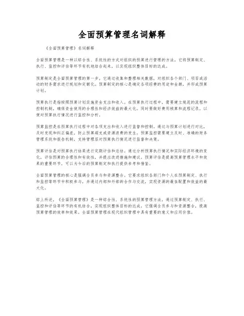 全面预算管理名词解释