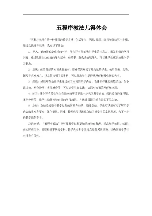 五程序教法儿得体会