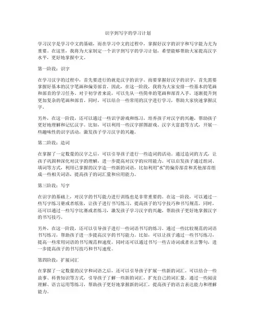 识字到写字的学习计划