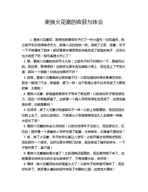 更换火花塞的收获与体会