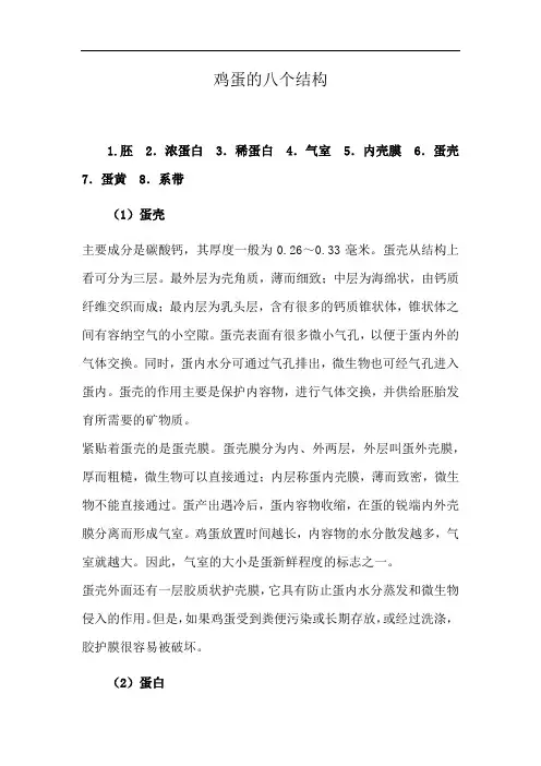 鸡蛋的八个结构