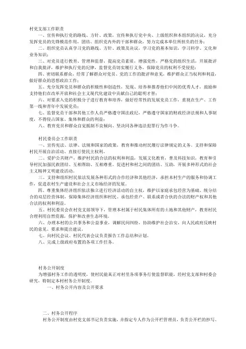 村党支部工作职责