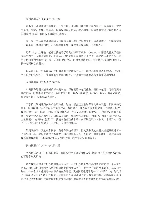 我的新朋友作文300字(14篇)