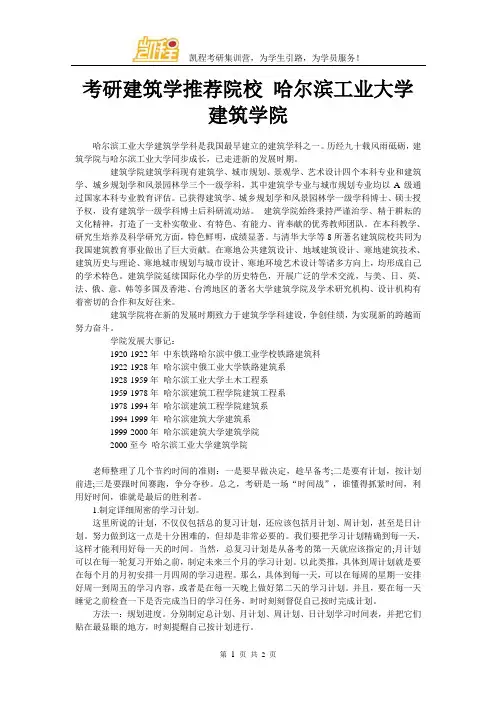 考研建筑学推荐院校 哈尔滨工业大学建筑学院