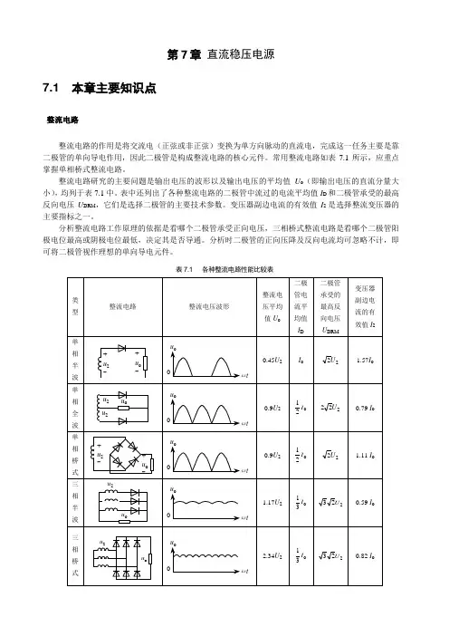 直流稳压电路复习及习题答案