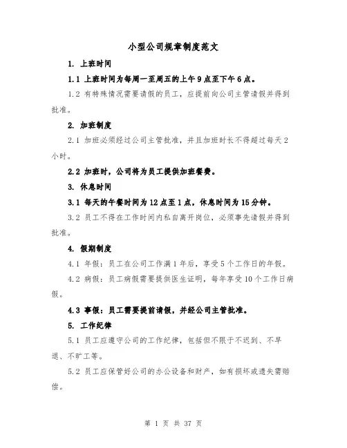 小型公司规章制度范文(5篇)
