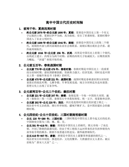 高中中国古代历史时间轴