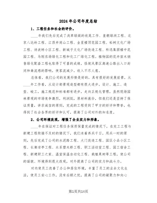 2024年公司年度总结(5篇)