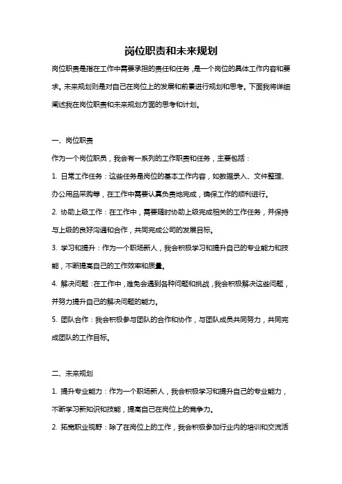 岗位职责和未来规划
