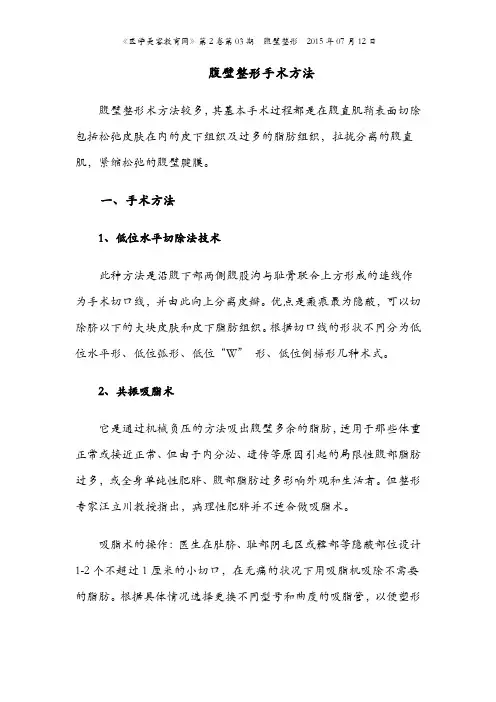腹壁整形手术方法