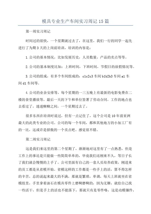 模具专业生产车间实习周记15篇