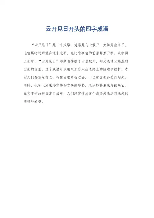 云开见日开头的四字成语