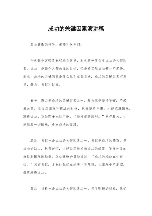 成功的关键因素演讲稿