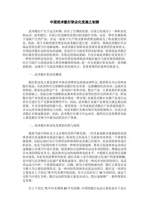 中国武术散打职业化发展之初探