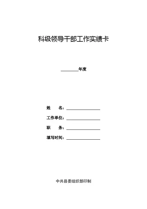 领导干部工作实绩卡