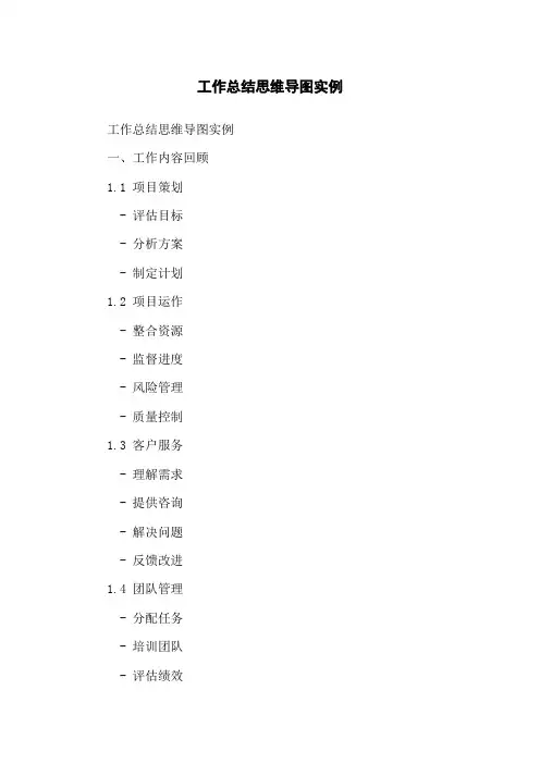 工作总结思维导图实例