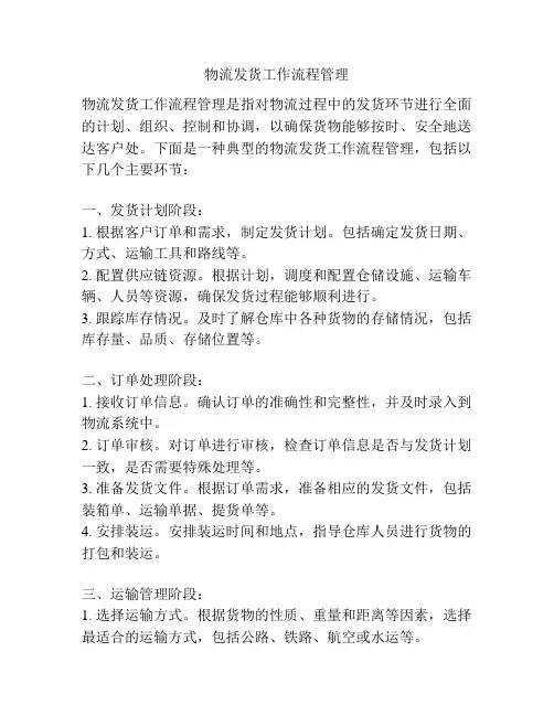 物流发货工作流程管理