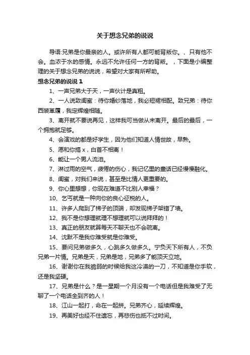 关于想念兄弟的说说