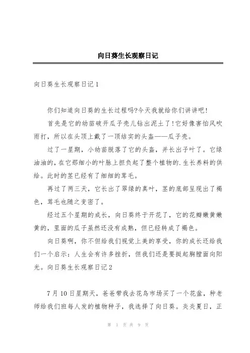 向日葵生长观察日记