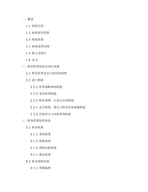 集团财务管理制度目录
