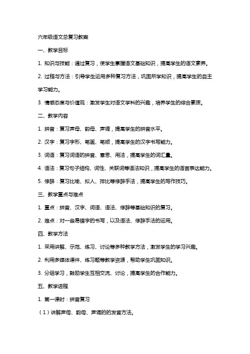 六年级语文总复习教案