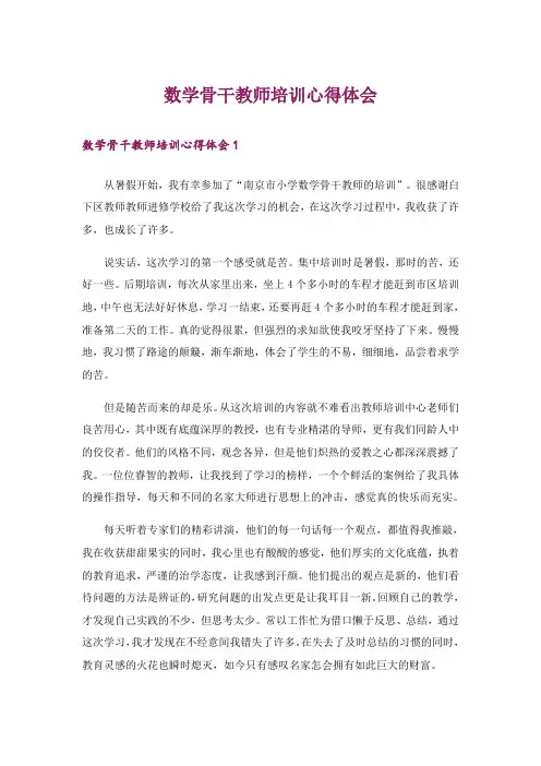 数学骨干教师培训心得体会