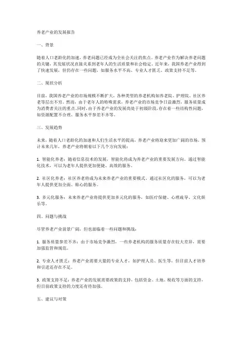 养老产业发展报告