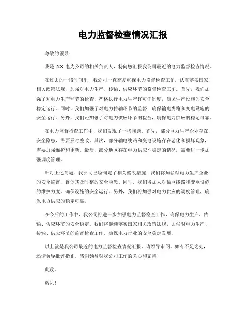 电力监督检查情况汇报