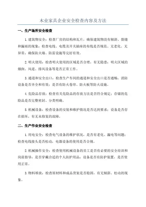 木业家具企业安全检查内容及方法