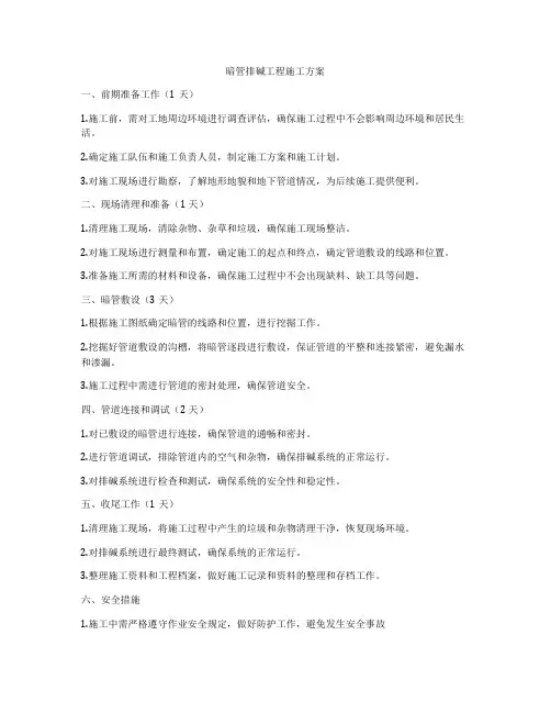 暗管排碱工程施工方案