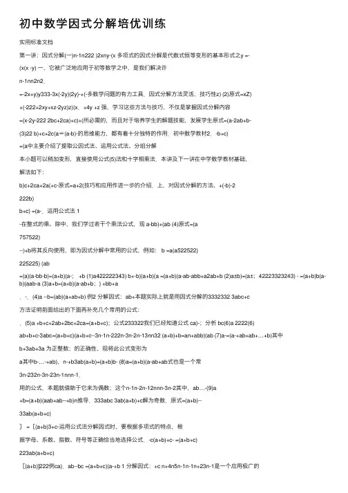 初中数学因式分解培优训练