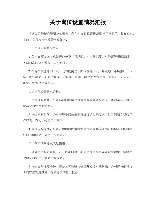 关于岗位设置情况汇报