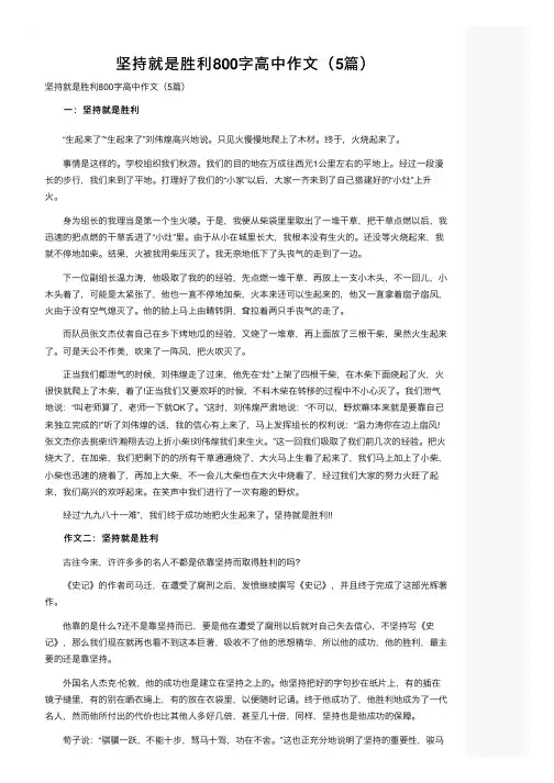 坚持就是胜利800字高中作文（5篇）