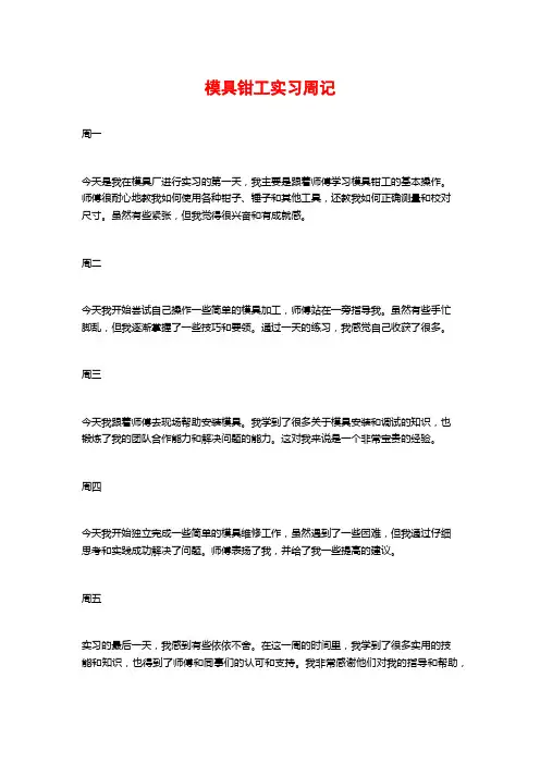 模具钳工实习周记