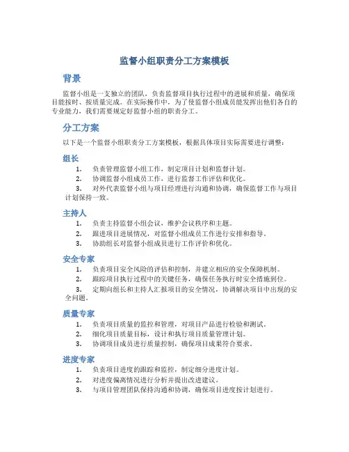 监督小组职责分工方案模板