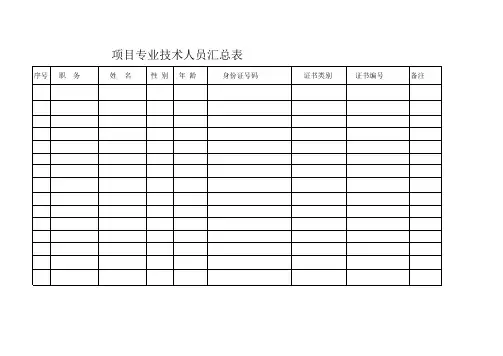 专业技术人员汇总表