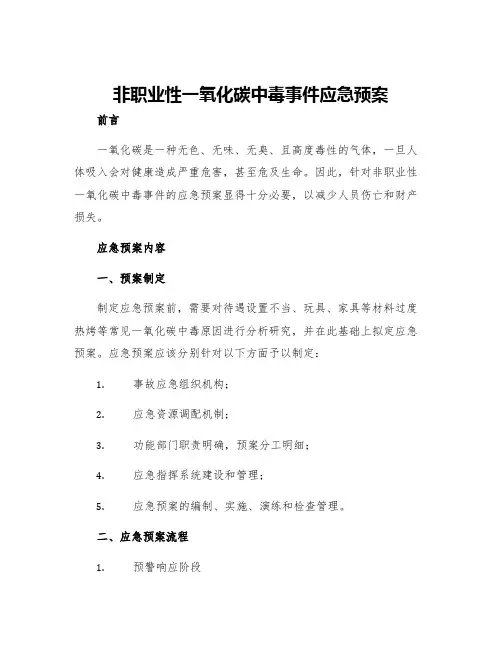 非职业性一氧化碳中毒事件应急预案
