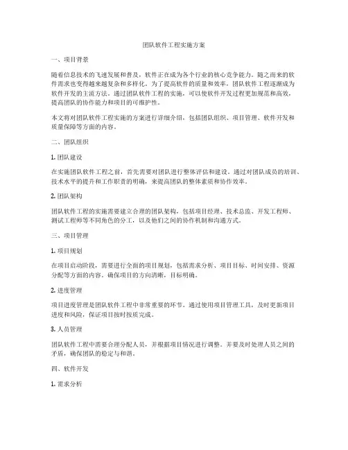 团队软件工程实施方案