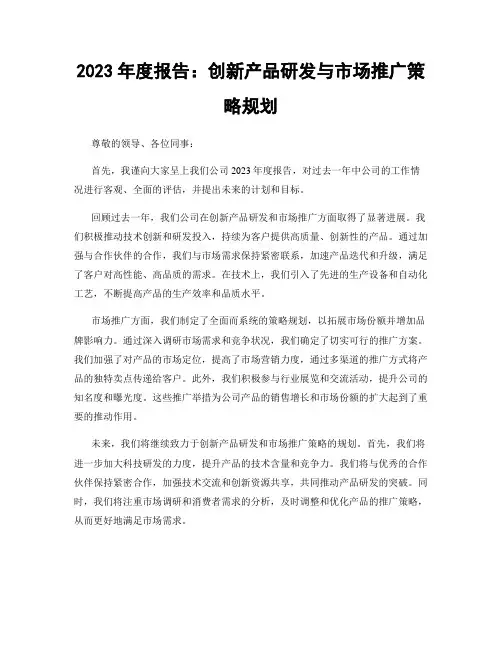 2023年度报告：创新产品研发与市场推广策略规划