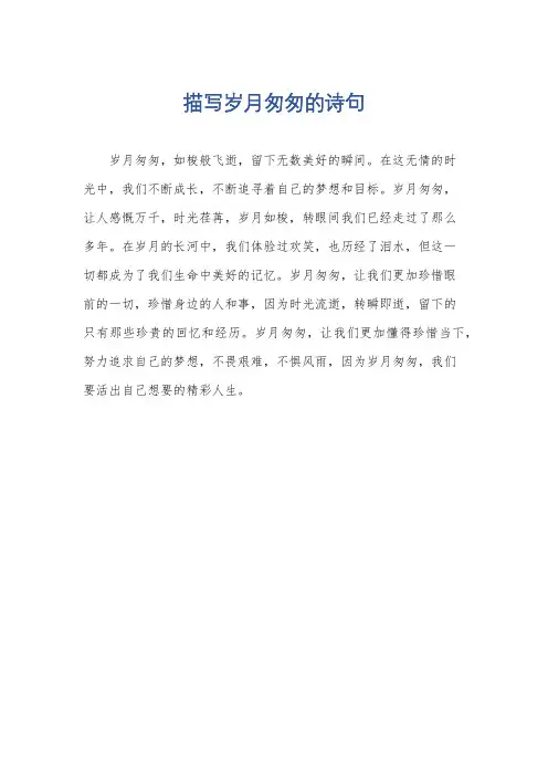 描写岁月匆匆的诗句