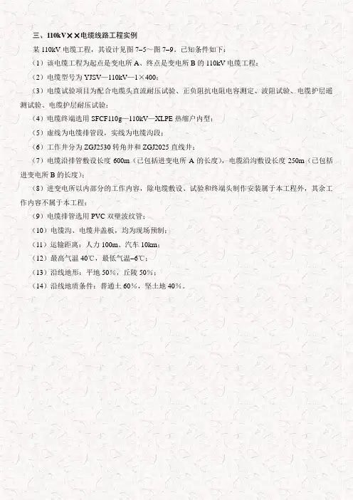 110kv电缆线路工程清单计价实例